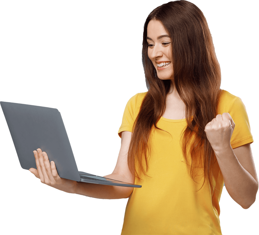 Emotional Young Woman With Laptop Raising Fists Up Buflca2 2.png