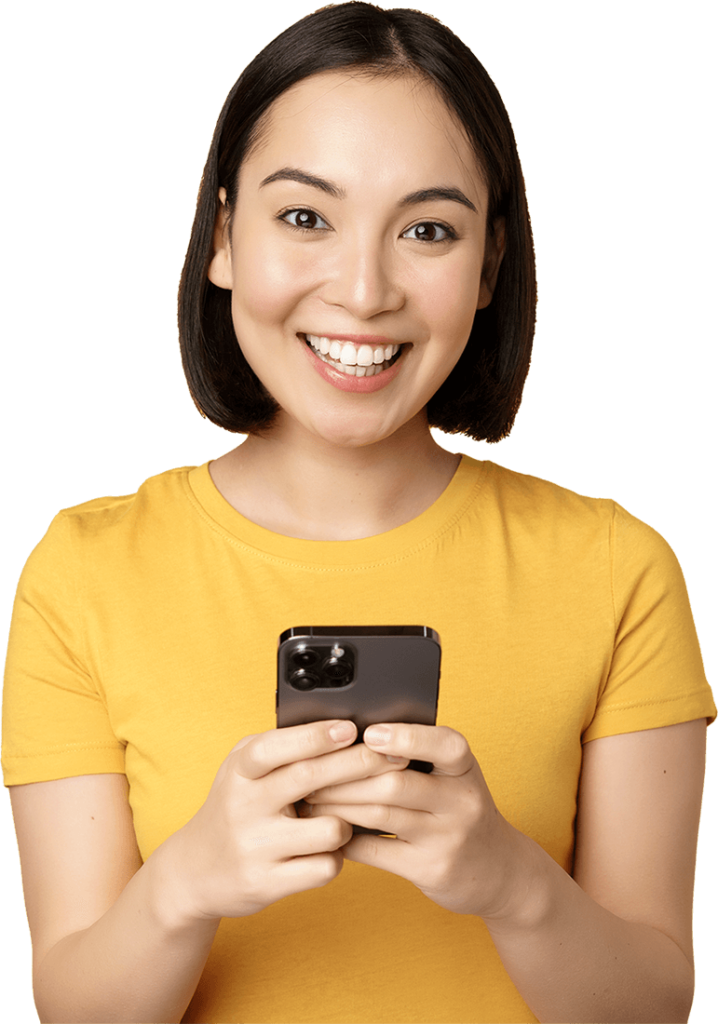 Technology Smiling Asian Woman Using Mobile Phone Rf3e5pn 1.png
